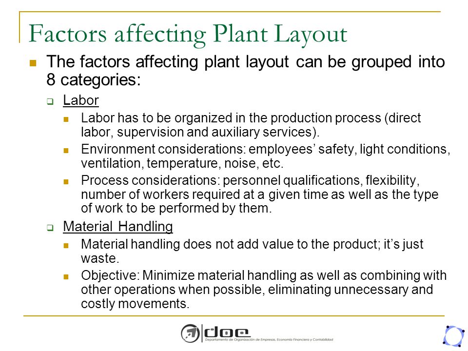 What are the factors affecting plant layout